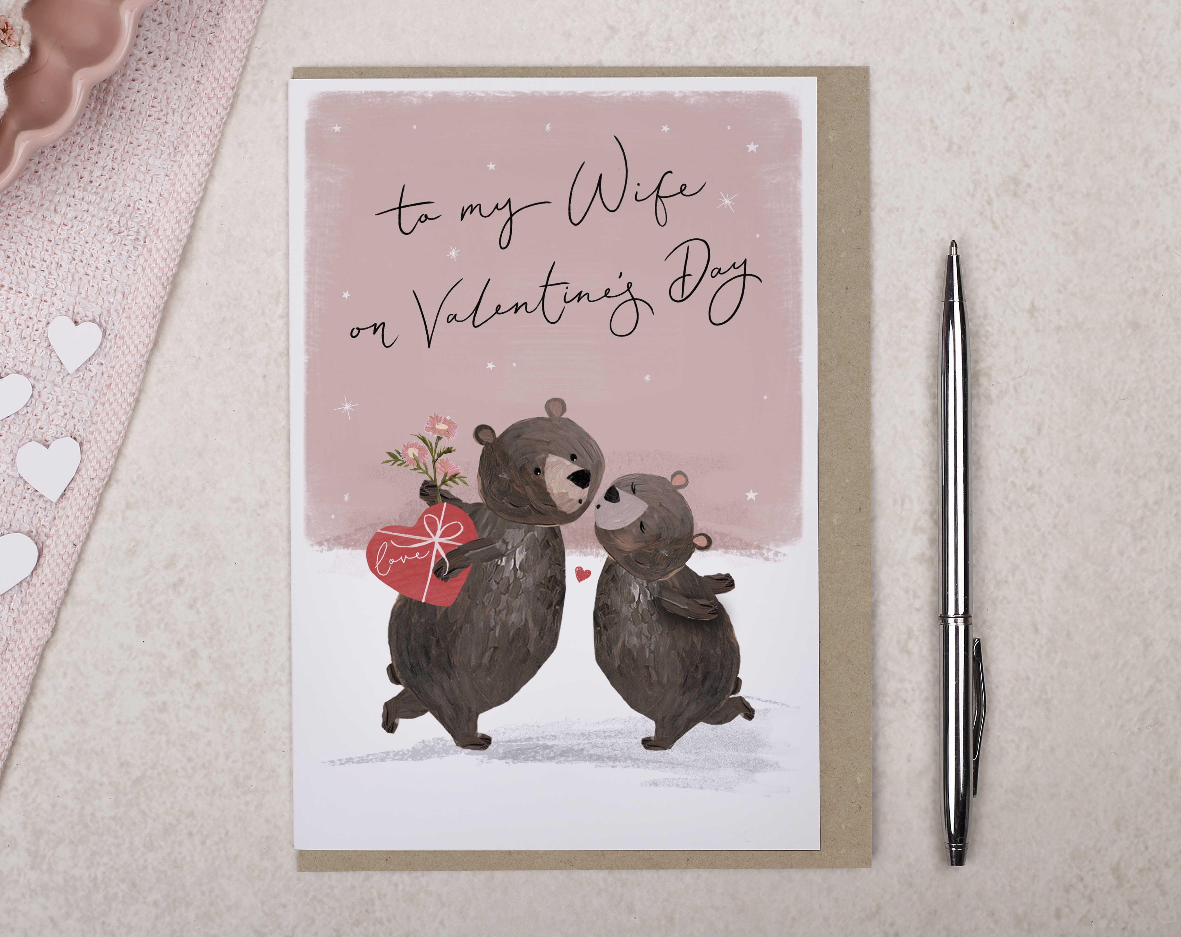 Bears Kissing Wife Valentine Card. Greeting & Note Cards designed by Making Meadows