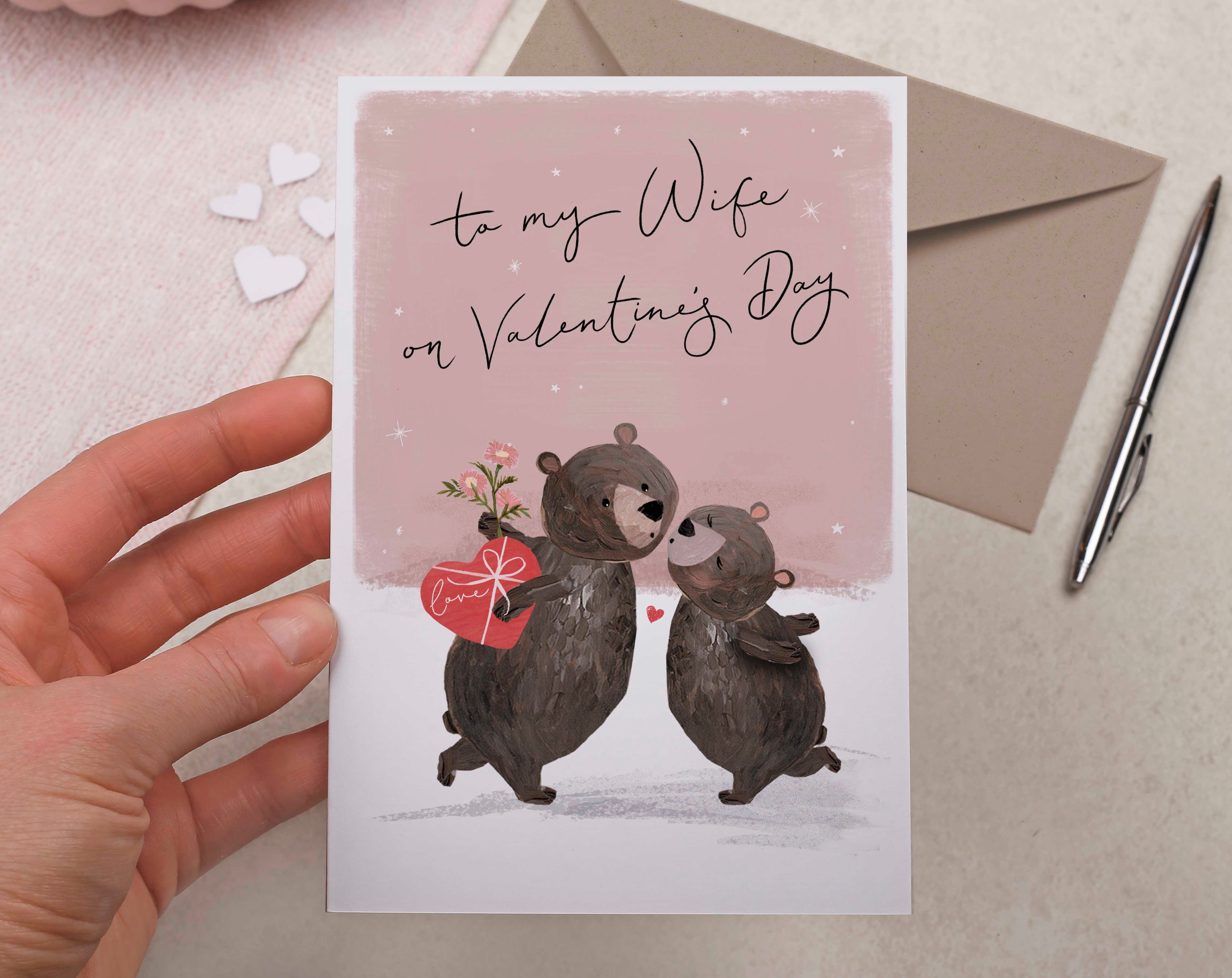 Bears Kissing Wife Valentine Card. Greeting & Note Cards designed by Making Meadows