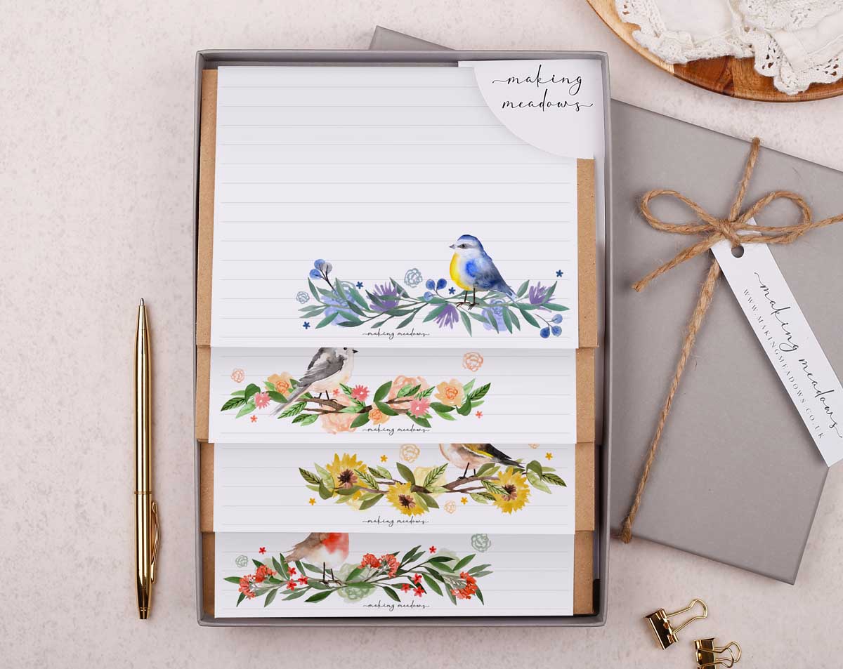 Bird Writing Paper Gift Box. Stationery designed by Making Meadows