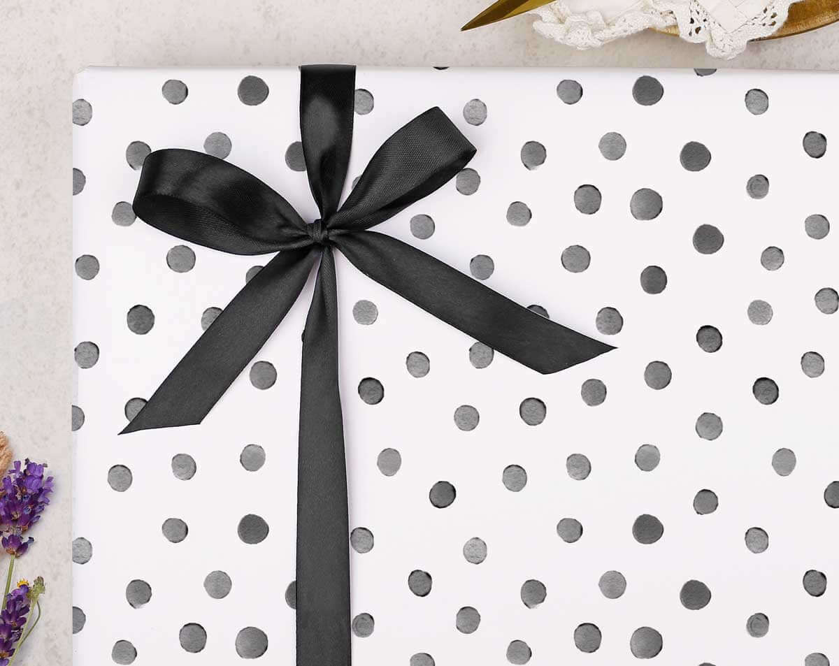 Black Polka Dot Wrapping Paper. Wrapping Paper designed by Making Meadows