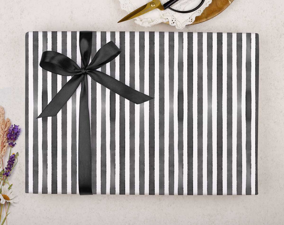 Black Stripe Wrapping Paper. Wrapping Paper designed by Making Meadows