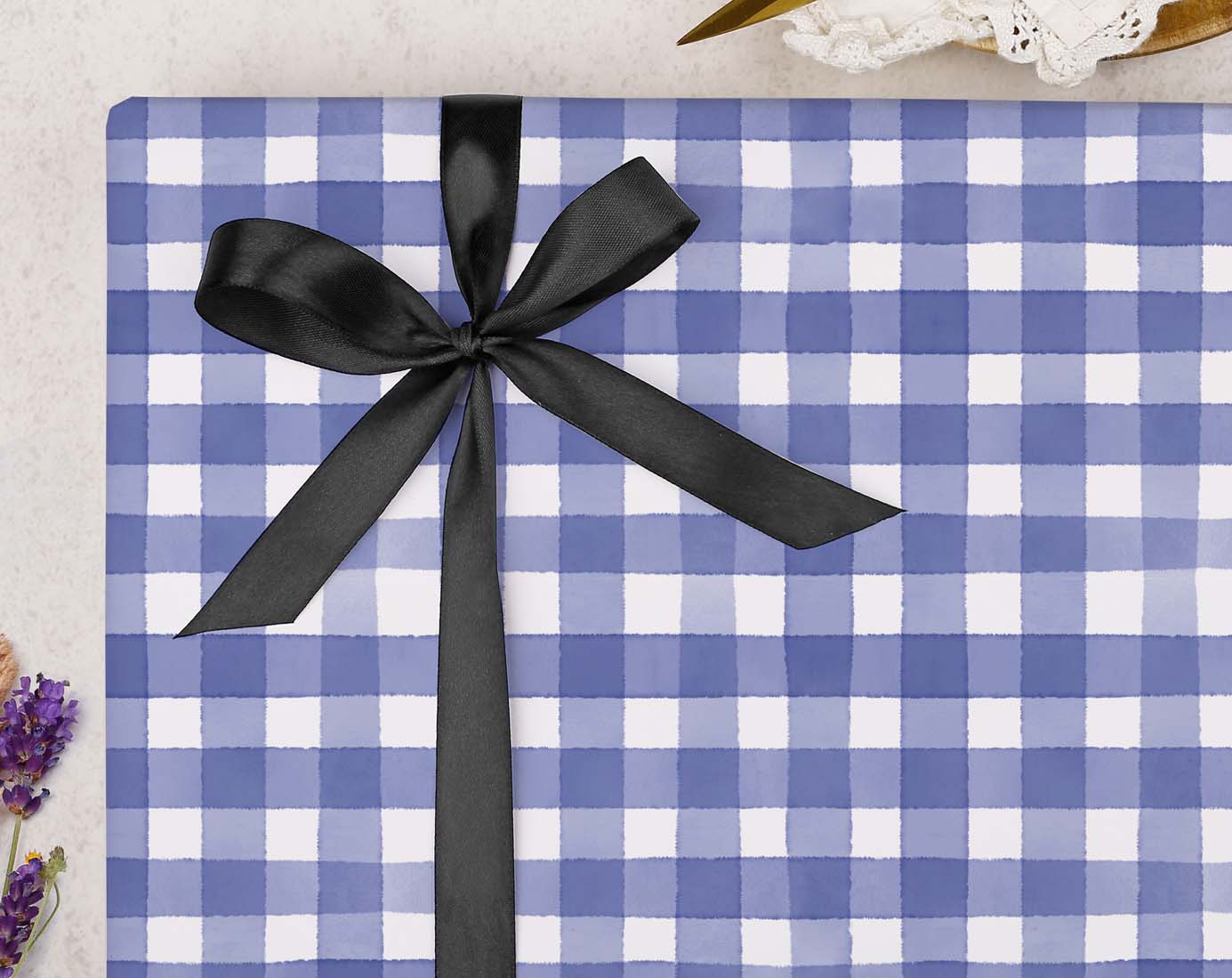 Blue Gingham Wrapping Paper. Wrapping Paper designed by Making Meadows
