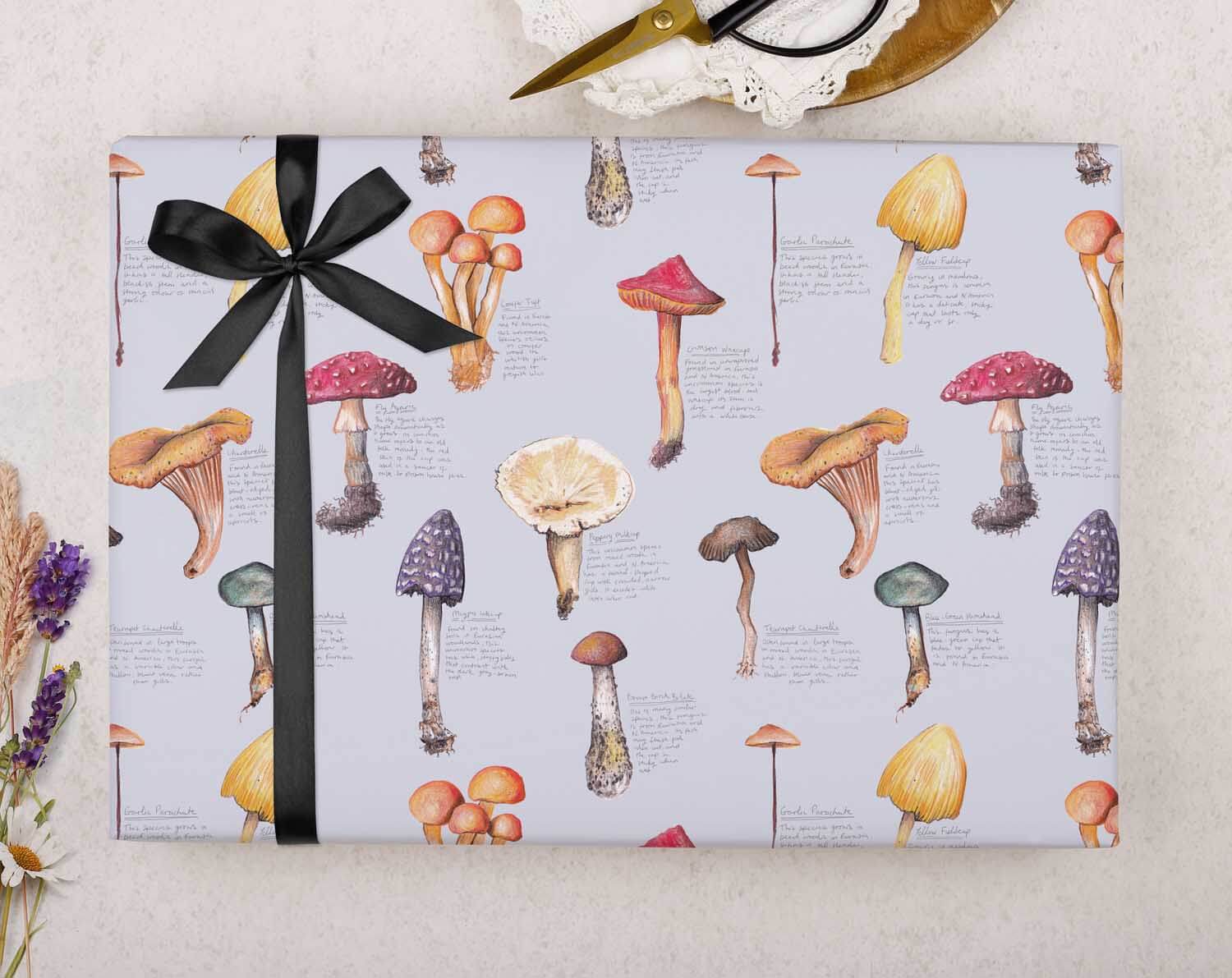 Blue Mushroom Wrapping Paper. Wrapping Paper designed by Making Meadows