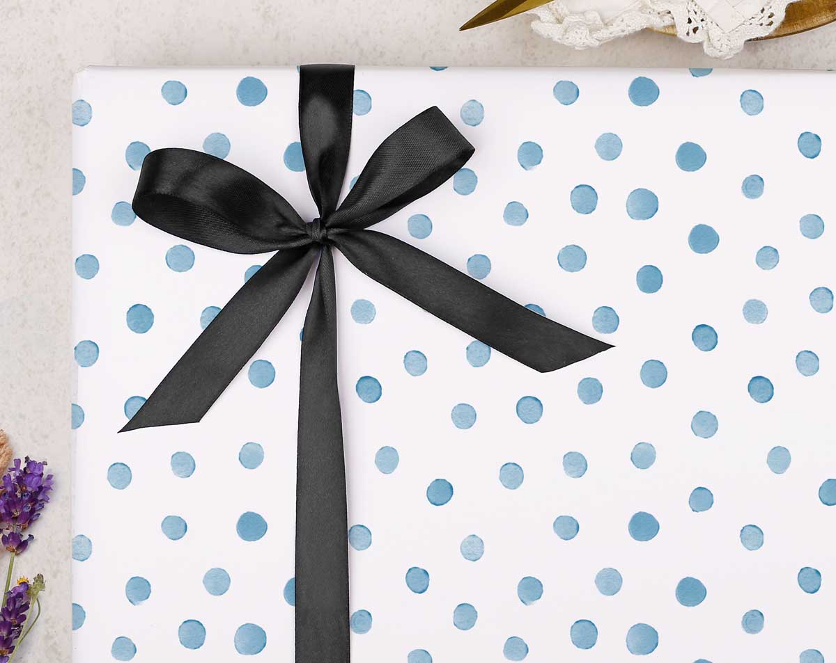 Blue Polka Dot Wrapping Paper. Wrapping Paper designed by Making Meadows