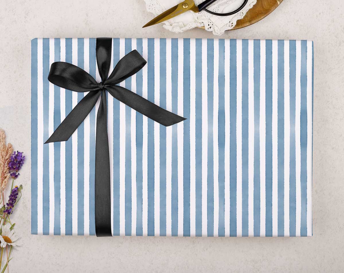 Blue Stripe Wrapping Paper. Wrapping Paper designed by Making Meadows