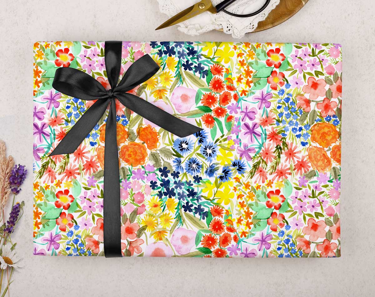 Bold watercolour floral wrapping paper. Wrapping Paper designed by Making Meadows