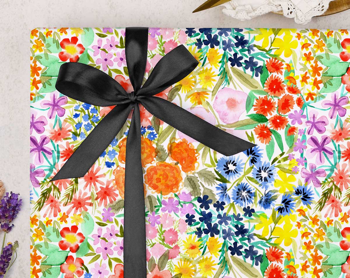 Bold watercolour floral wrapping paper. Wrapping Paper designed by Making Meadows