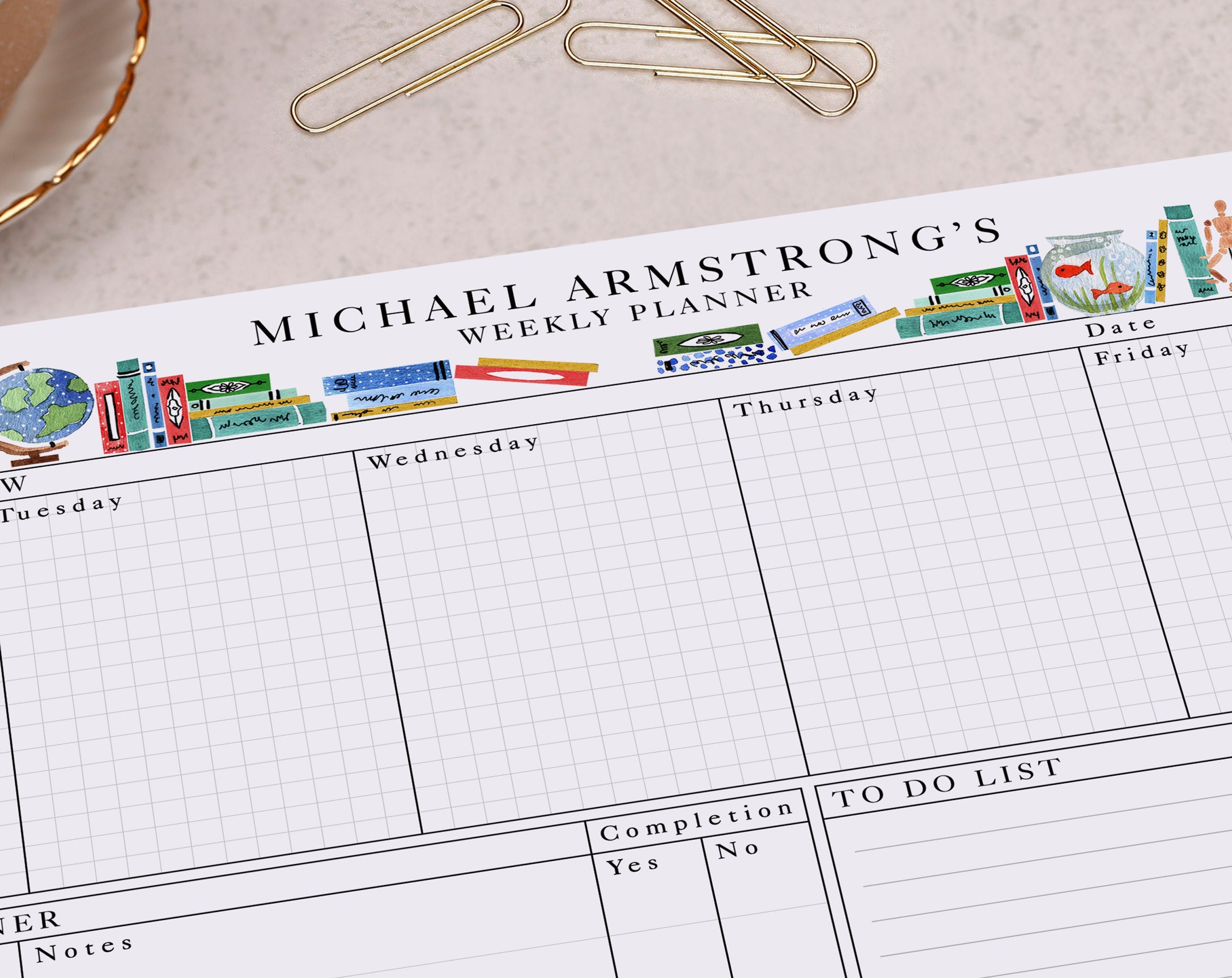 Book Design Personalised Weekly Planner Pad. Planners designed by Making Meadows