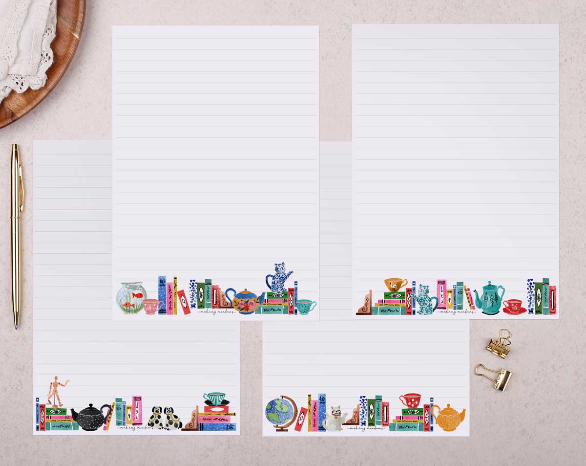 Book Shelf Writing Paper Gift Box. Stationery designed by Making Meadows