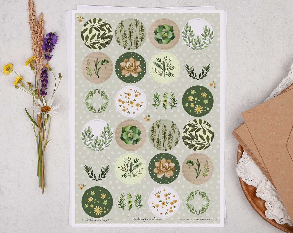 Botanical Sticker Sheet. Decorative Stickers designed by Making Meadows
