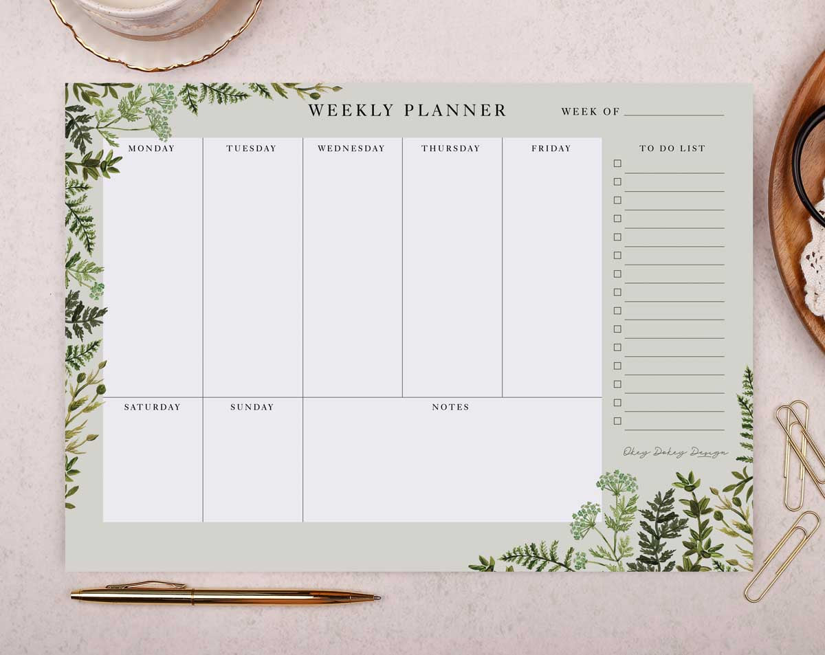 Botanical Weekly Planner Desk Pad. Desk Pads & Blotters designed by Making Meadows