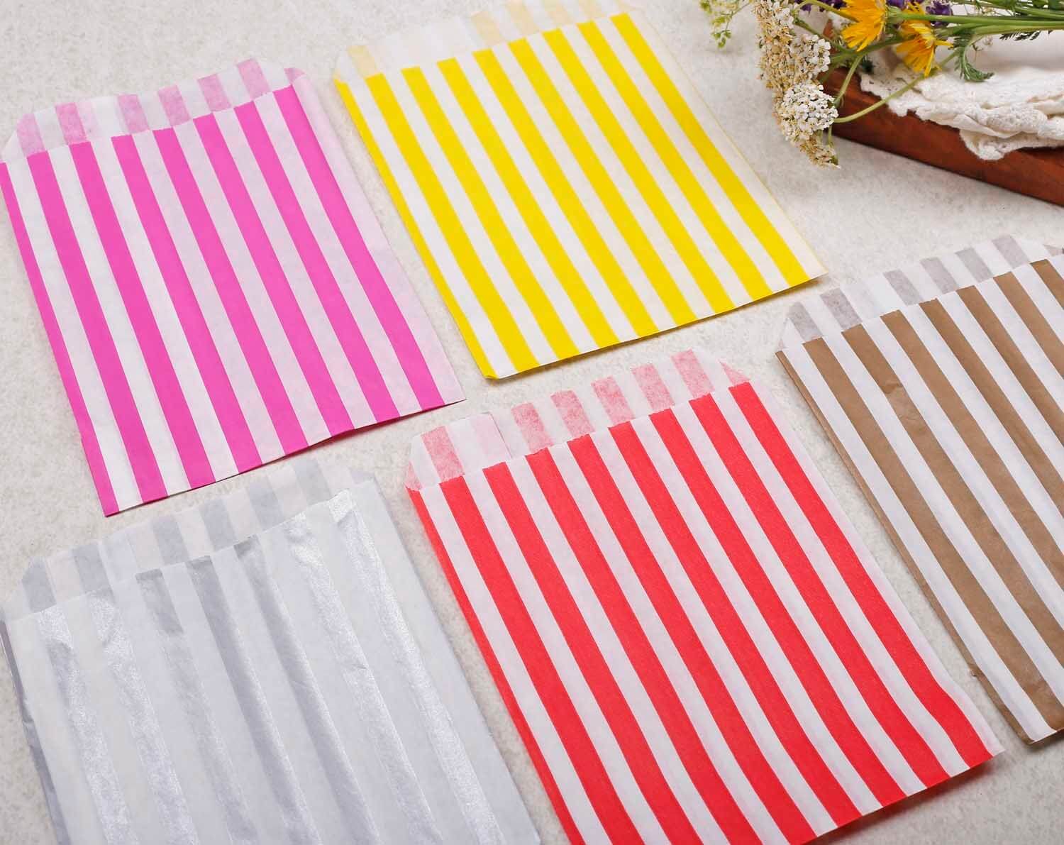 Bronze Candy Stripe Paper Treat Bags. Party Favors designed by Making Meadows
