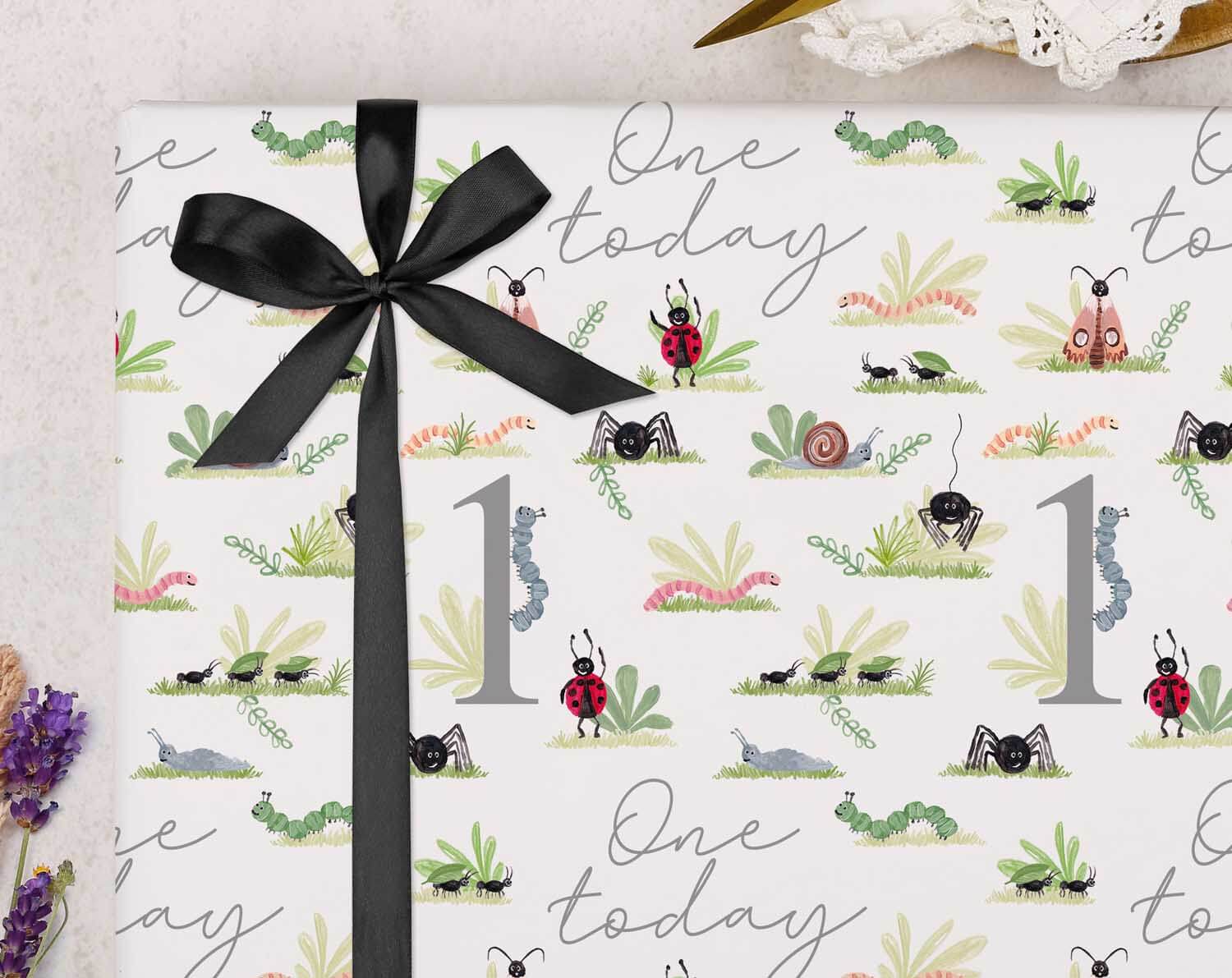 Bug 1st Birthday Wrapping Paper. Wrapping Paper designed by Making Meadows