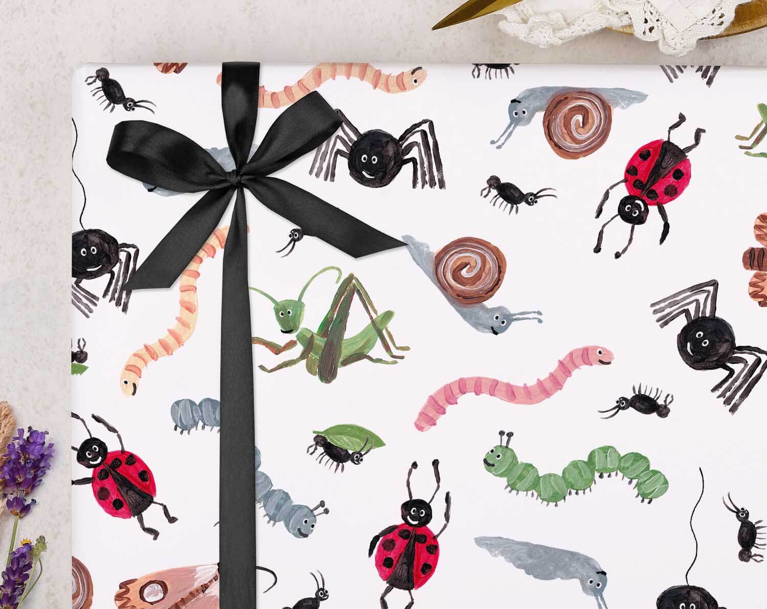 Bug & Insect Wrapping Paper. Wrapping Paper designed by Making Meadows