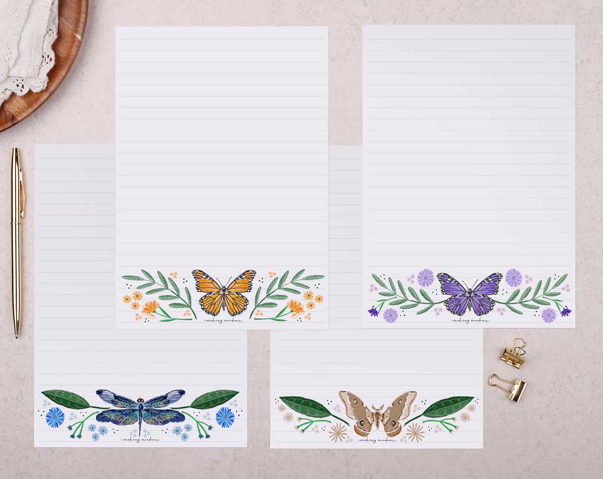 Butterfly Writing Paper Gift Box. Stationery designed by Making Meadows