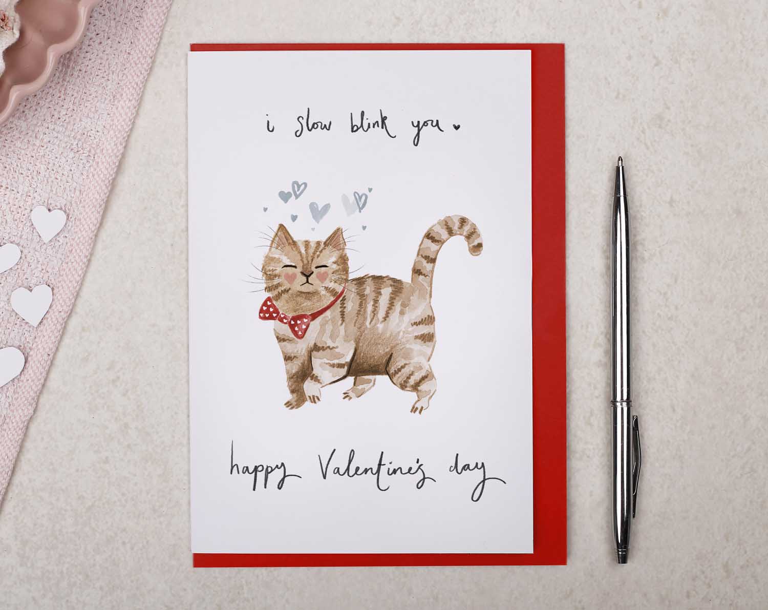 Cat 'Slow Blinking' Valentine Card. Greeting & Note Cards designed by Making Meadows