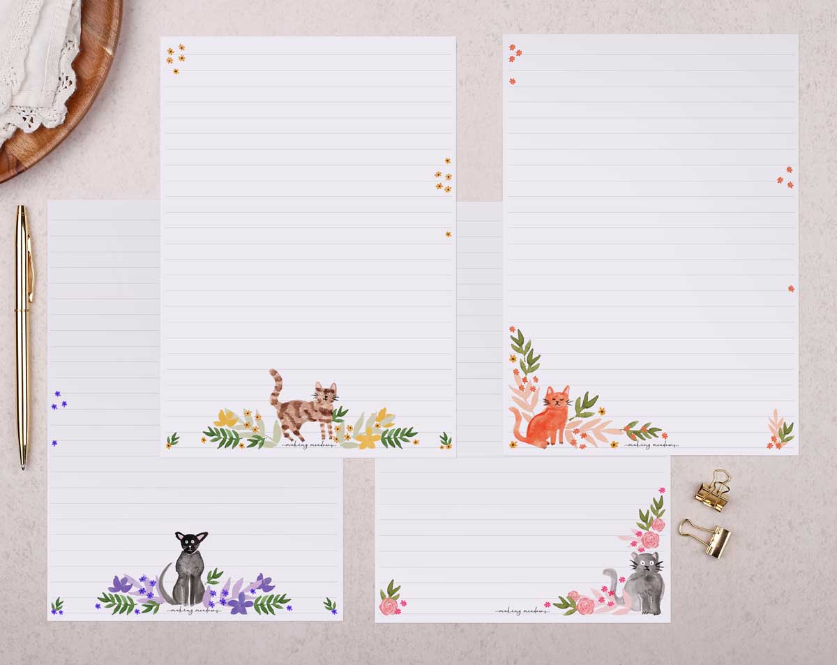 Cat Writing Paper Gift Box. Stationery designed by Making Meadows