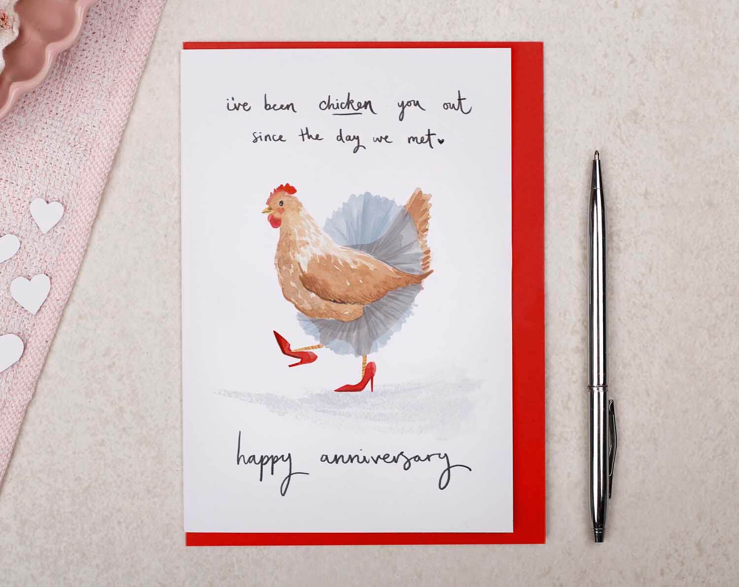 Chicken Anniversary Card. Greeting Cards designed by Making Meadows