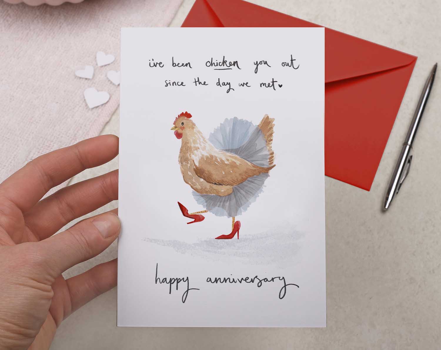 Chicken Anniversary Card. Greeting Cards designed by Making Meadows