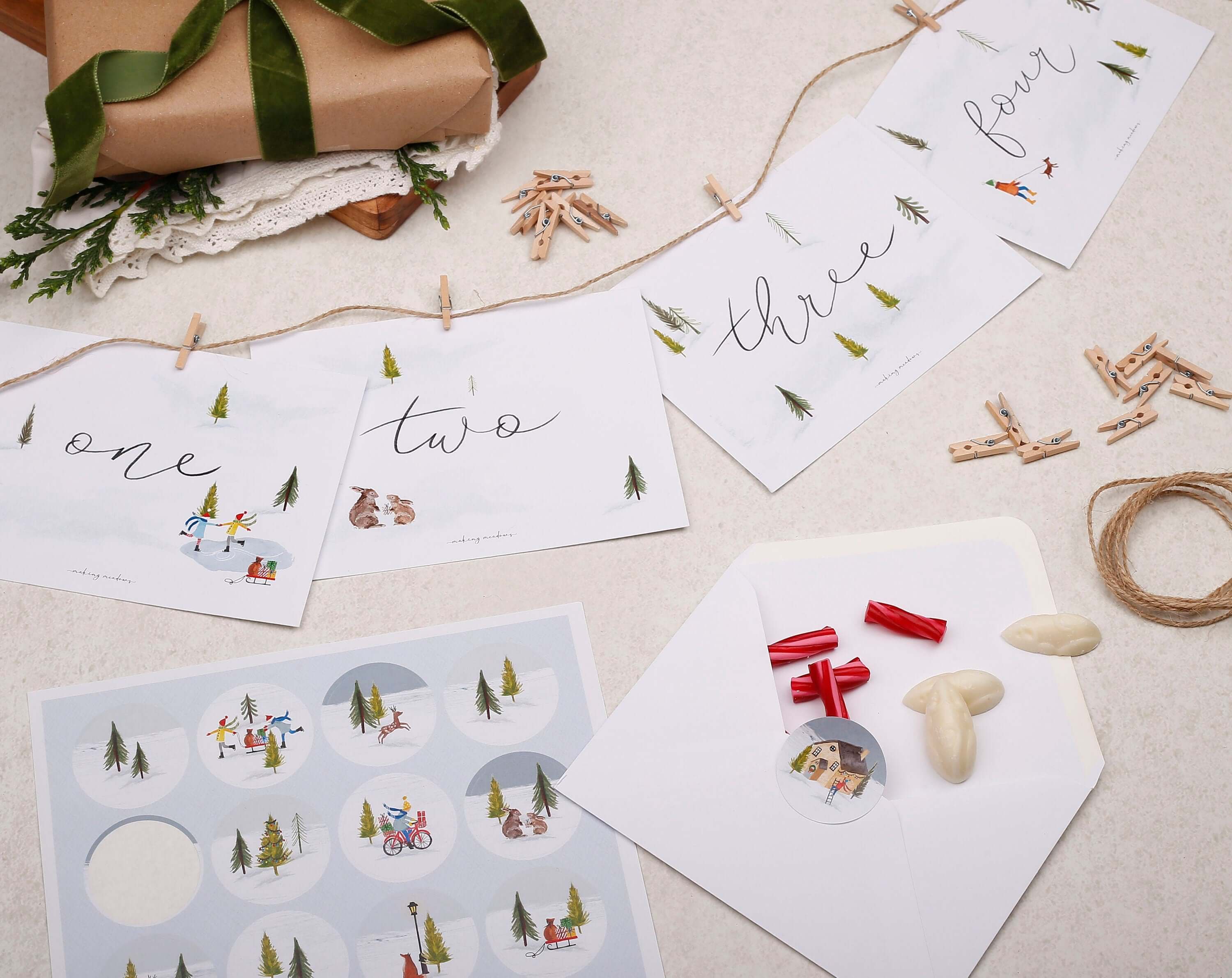 Children's Christmas Advent Calendar Envelopes. Advent Calendars designed by Making Meadows