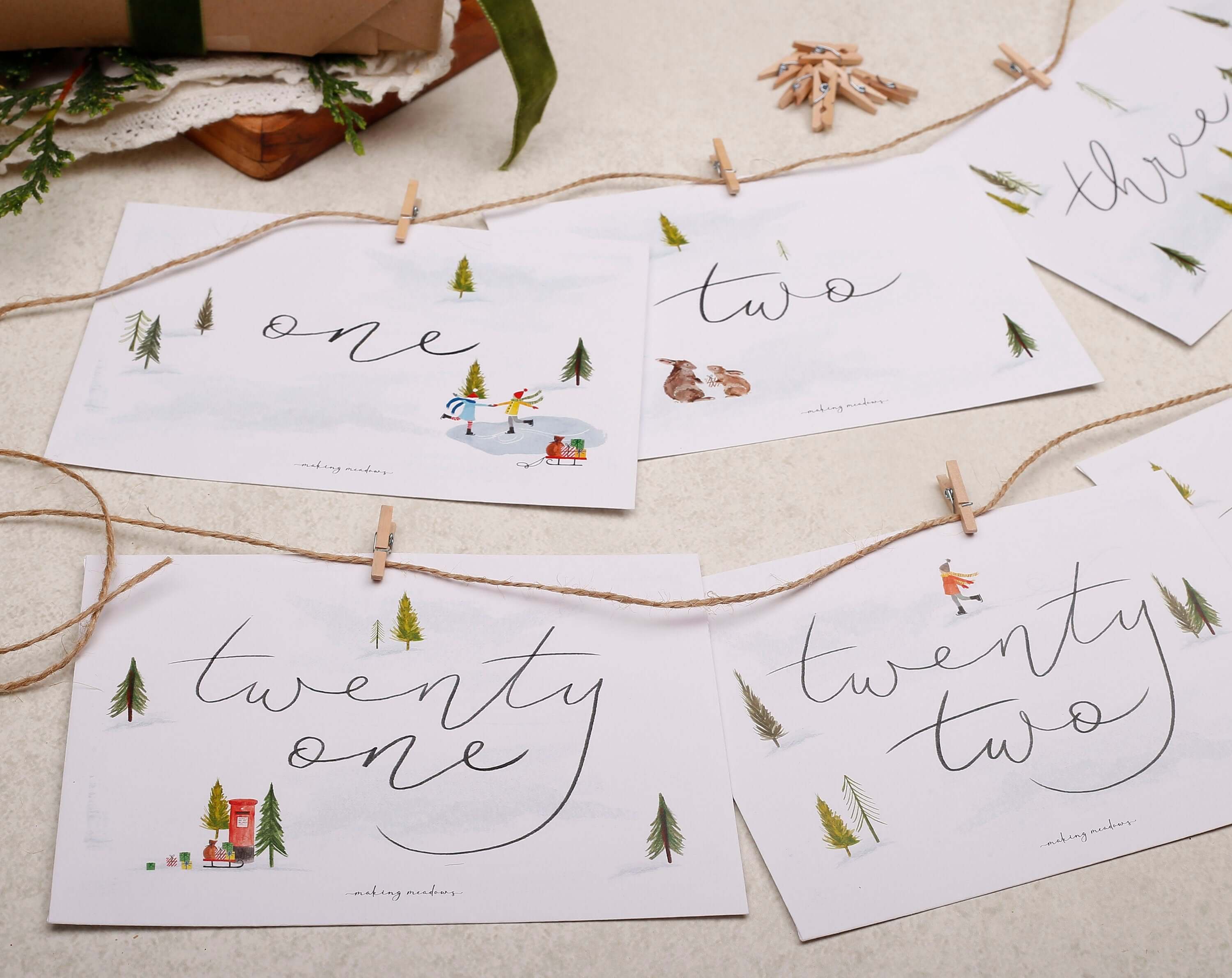 Children's Christmas Advent Calendar Envelopes. Advent Calendars designed by Making Meadows