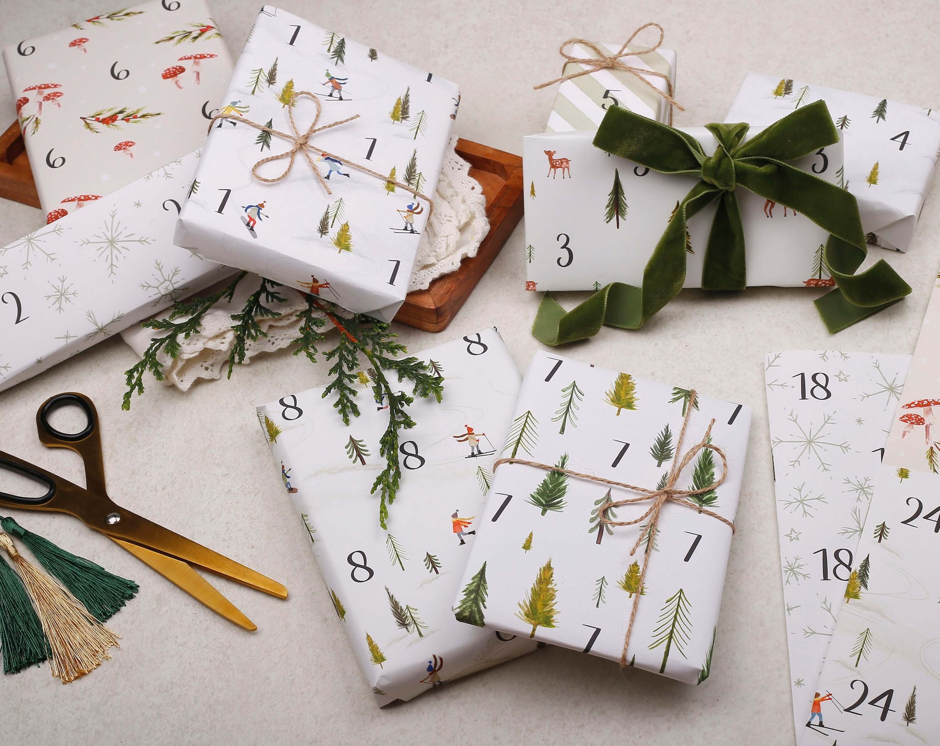 Christmas Advent Calendar Wrapping Paper Kit. Wrapping Paper designed by Making Meadows