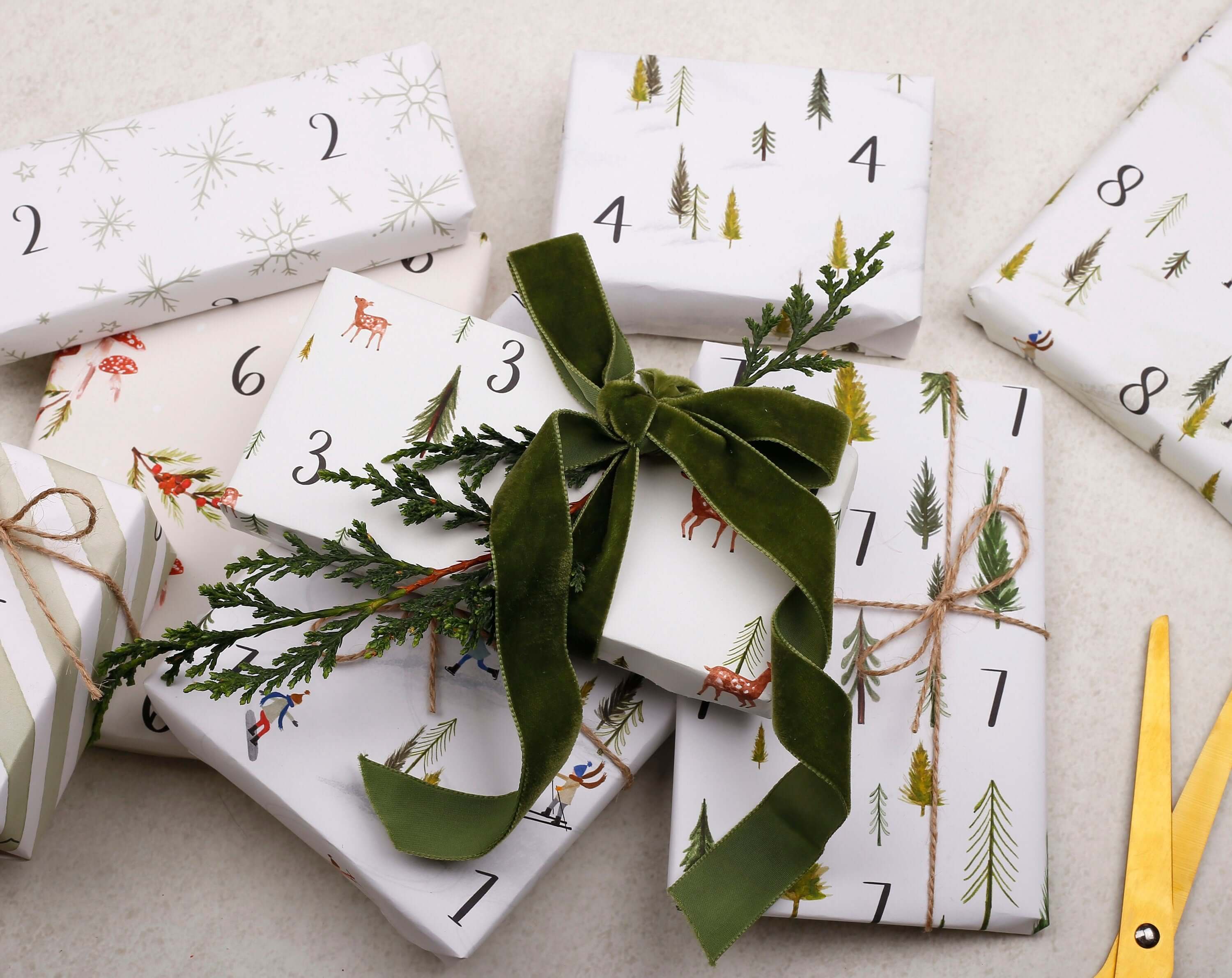 Christmas Advent Calendar Wrapping Paper Kit. Wrapping Paper designed by Making Meadows