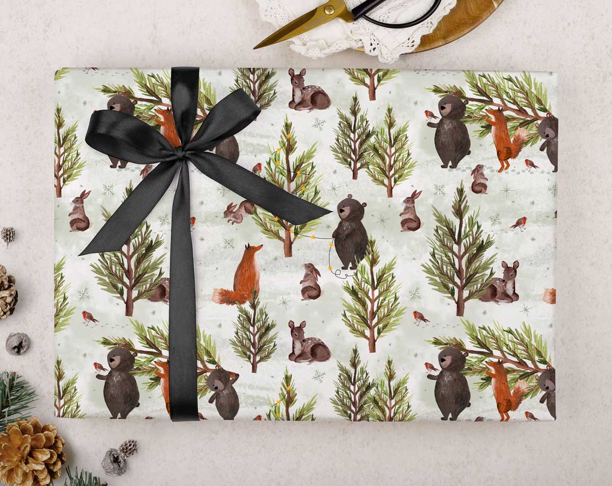 Christmas Animal Wrapping Paper. Wrapping Paper designed by Making Meadows