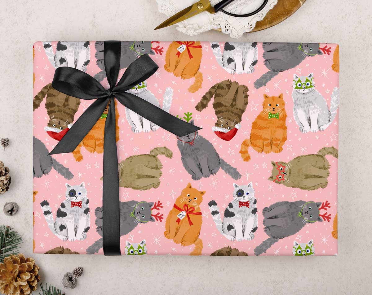 Christmas Cat Wrapping Paper. Wrapping Paper designed by Making Meadows
