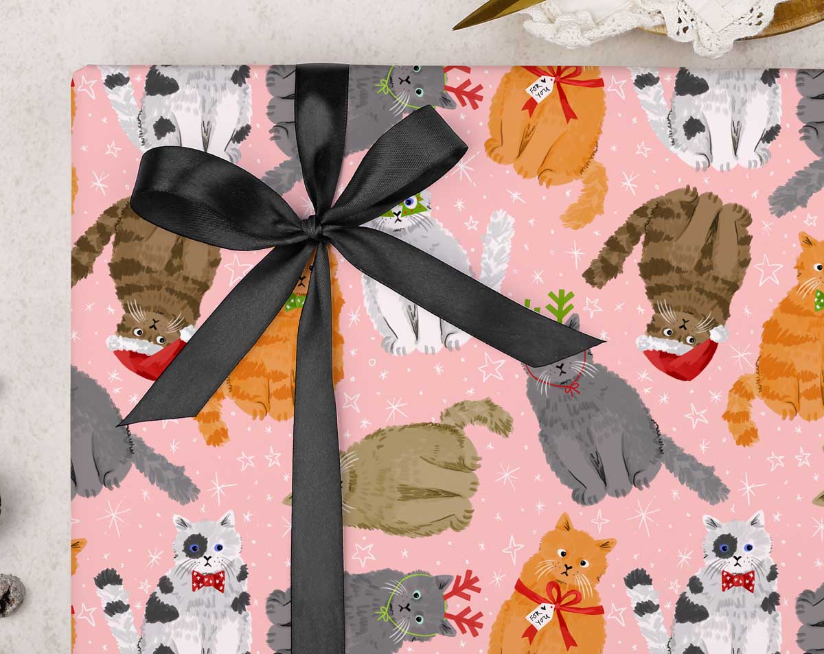 Christmas Cat Wrapping Paper. Wrapping Paper designed by Making Meadows
