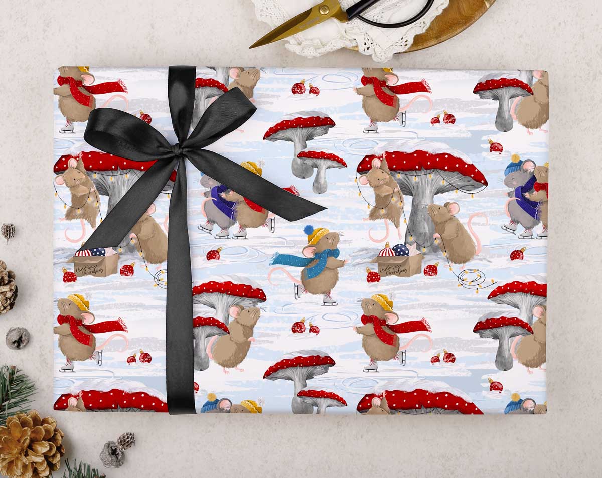 Christmas Mice Wrapping Paper. Wrapping Paper designed by Making Meadows