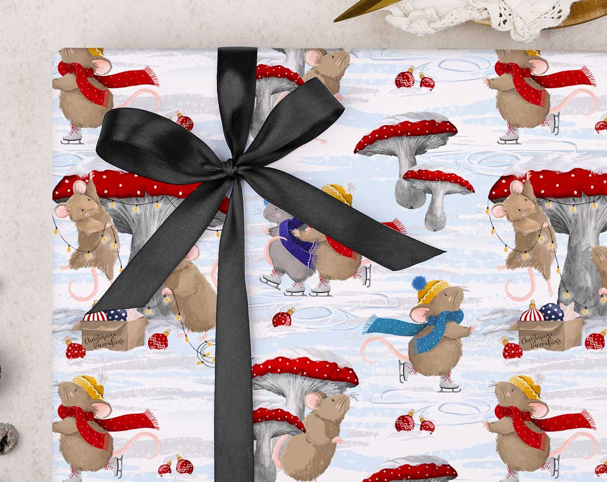 Christmas Mice Wrapping Paper. Wrapping Paper designed by Making Meadows