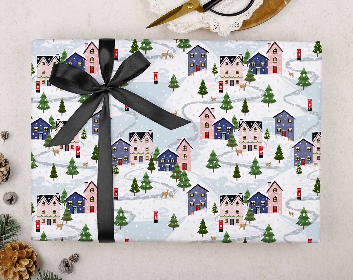 Christmas Village Wrapping Paper. Wrapping Paper designed by Making Meadows