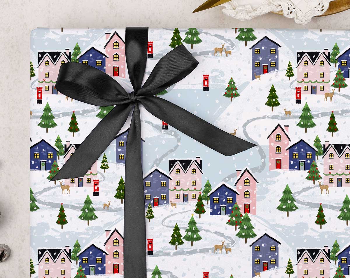 Christmas Village Wrapping Paper. Wrapping Paper designed by Making Meadows