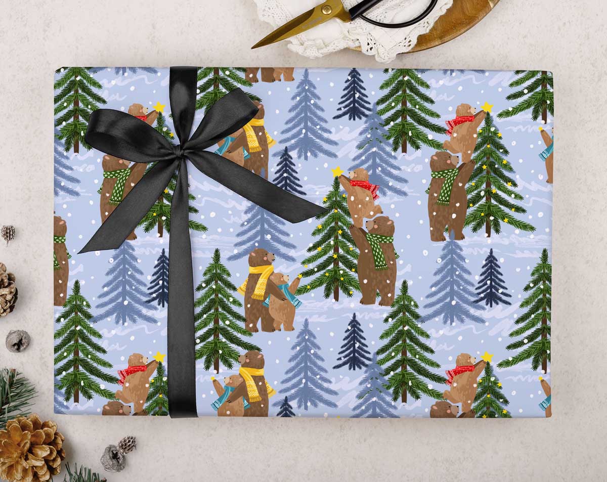 Christmas bear wrapping paper. Wrapping Paper designed by Making Meadows