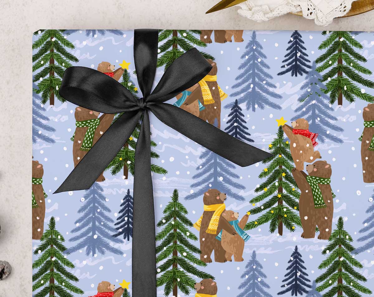 Christmas bear wrapping paper. Wrapping Paper designed by Making Meadows