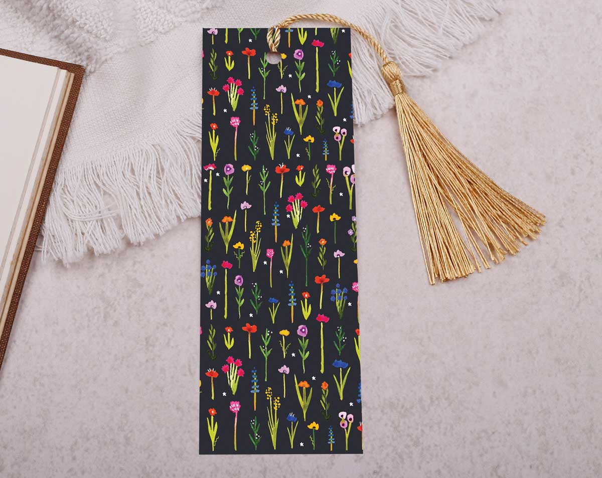 Dark Floral Bookmark With Tassel. Bookmarks designed by Making Meadows