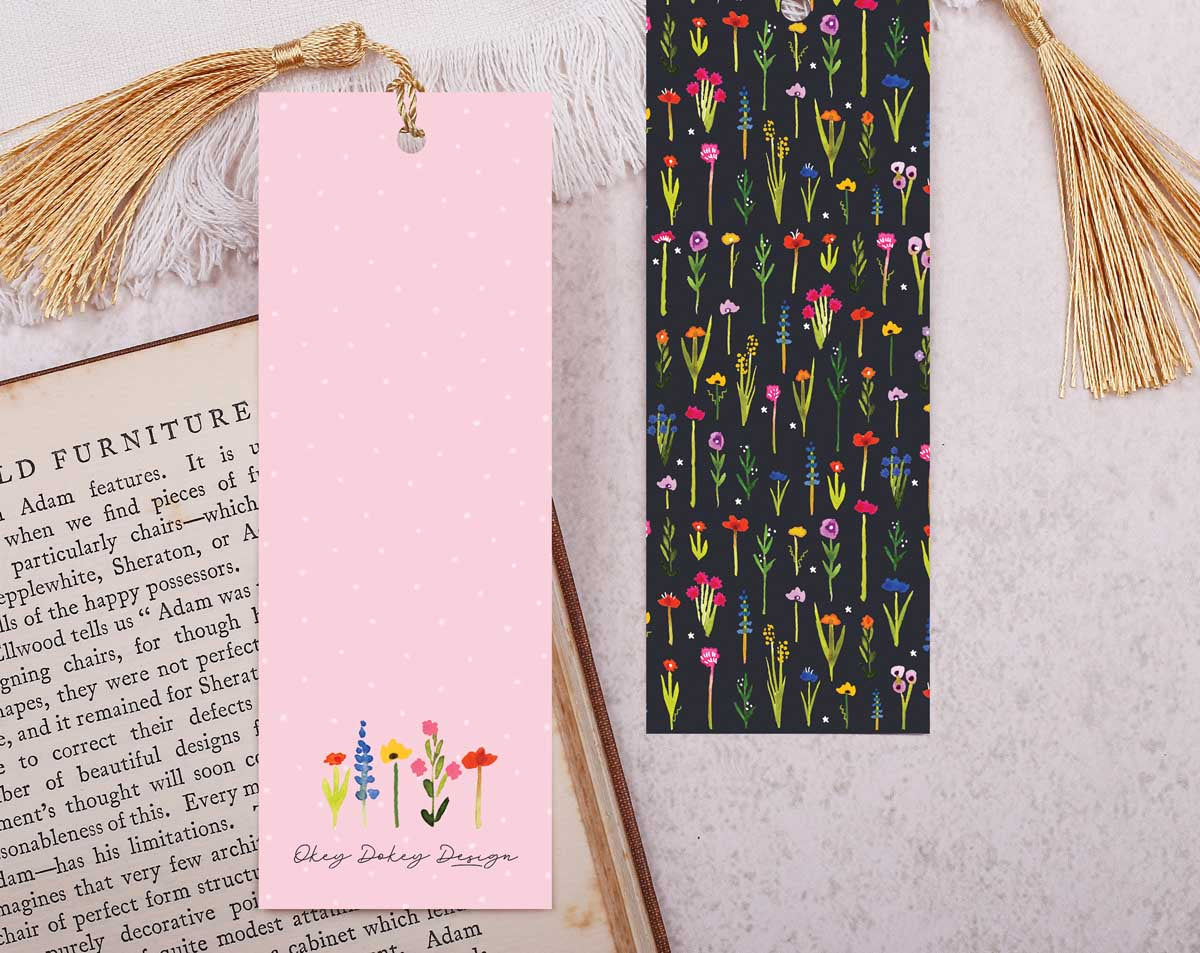 Dark Floral Bookmark With Tassel. Bookmarks designed by Making Meadows