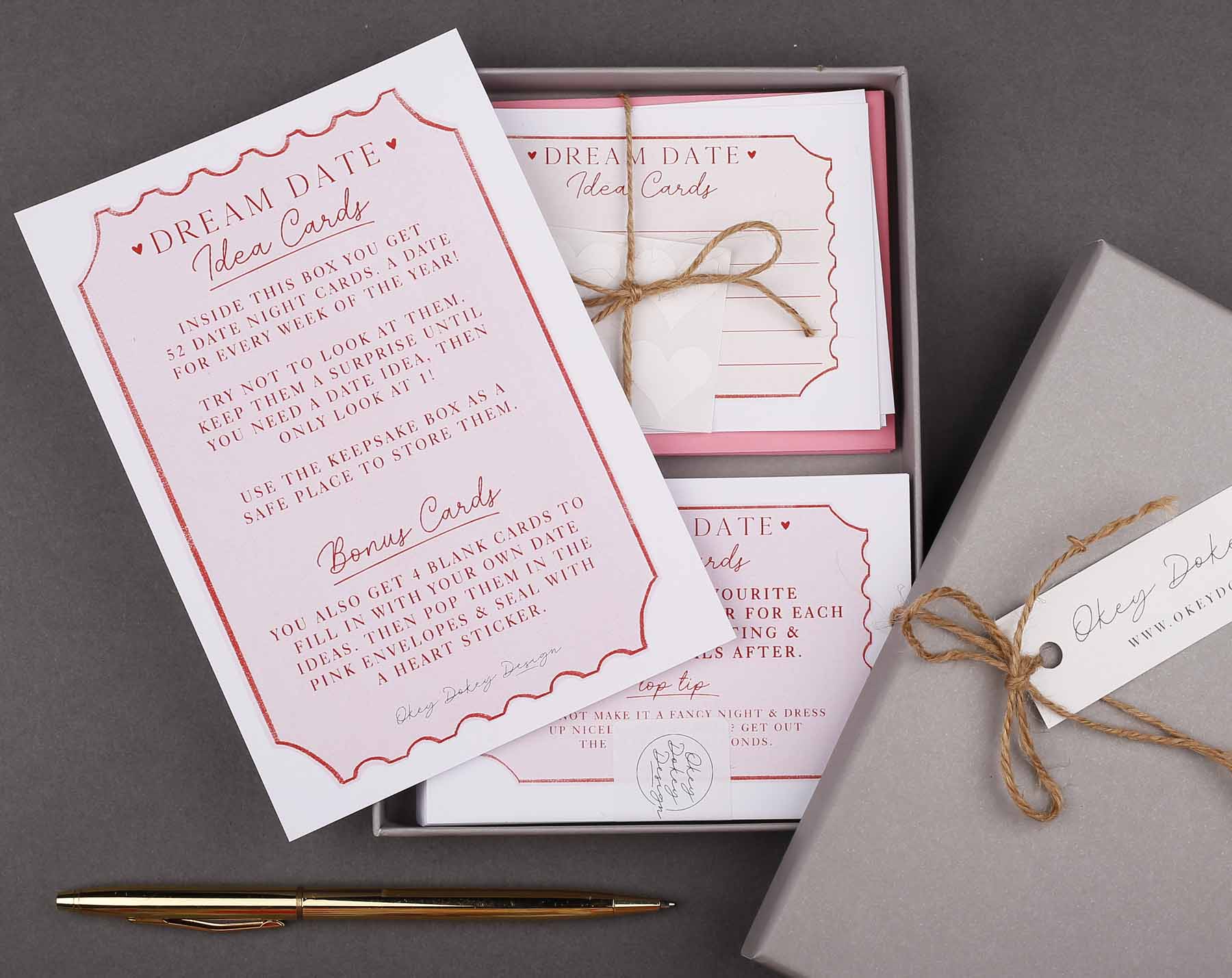 Date idea cards with keepsake box. Card Games designed by Making Meadows
