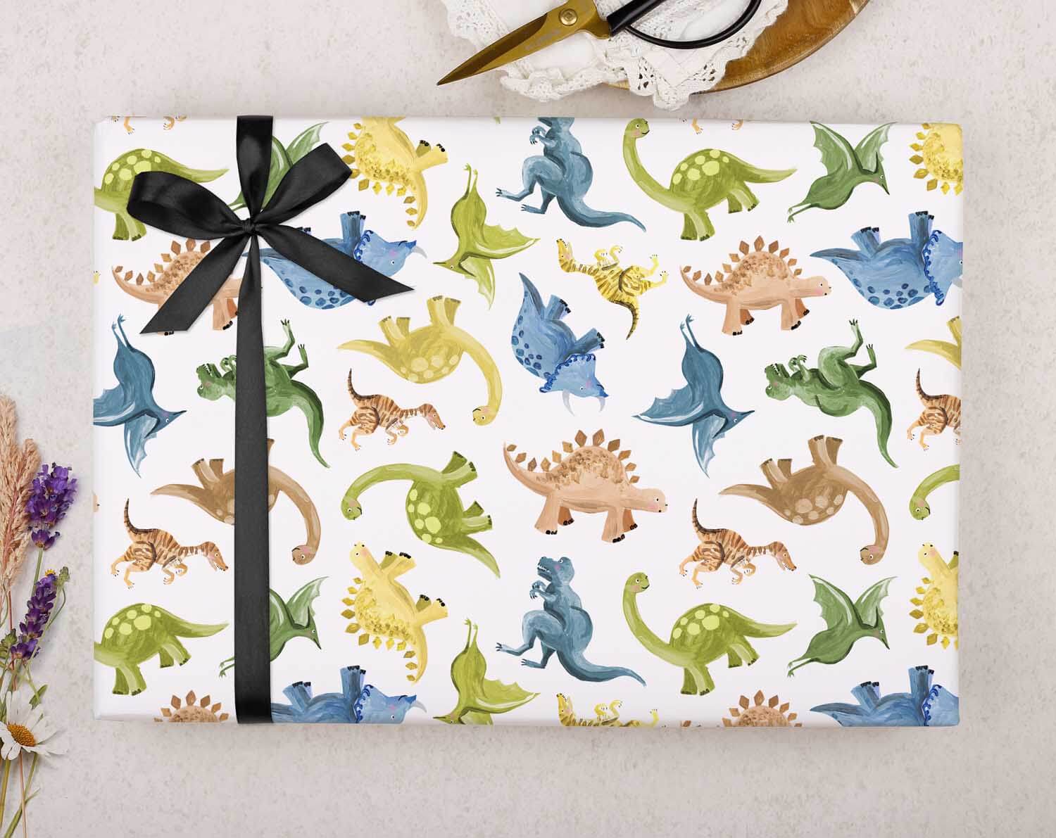 Dinosaur Birthday Wrapping Paper. Wrapping Paper designed by Making Meadows