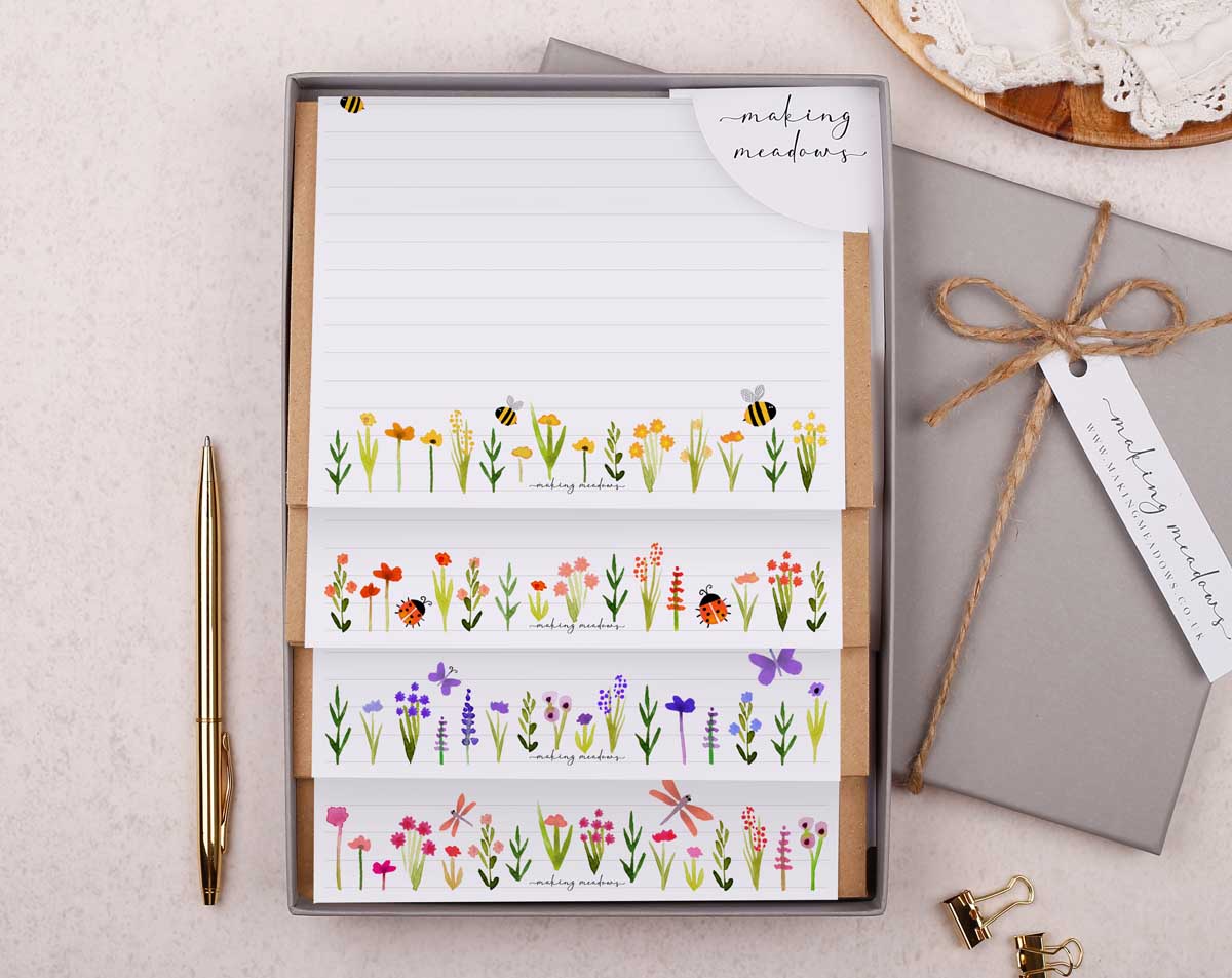 Ditsy Floral Writing Paper Gift Box. Stationery designed by Making Meadows
