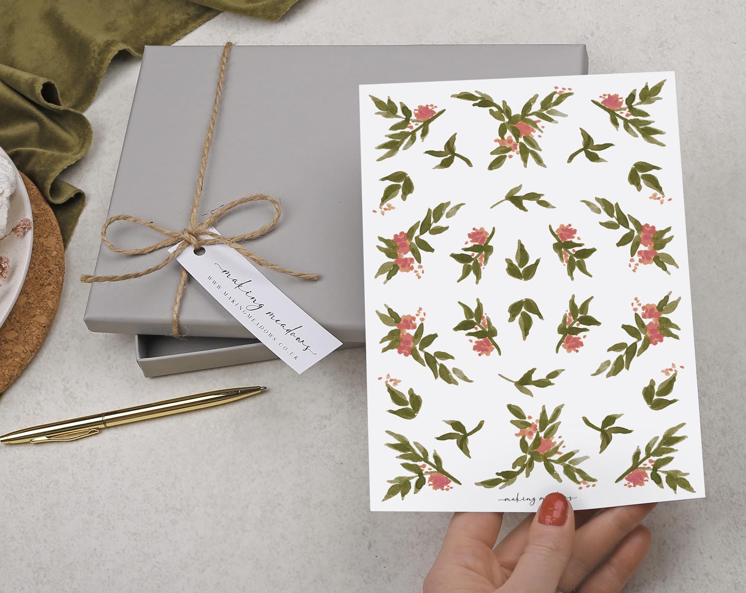 Double Sided A5 Writing Paper With Pink Flowers. Stationery designed by Making Meadows