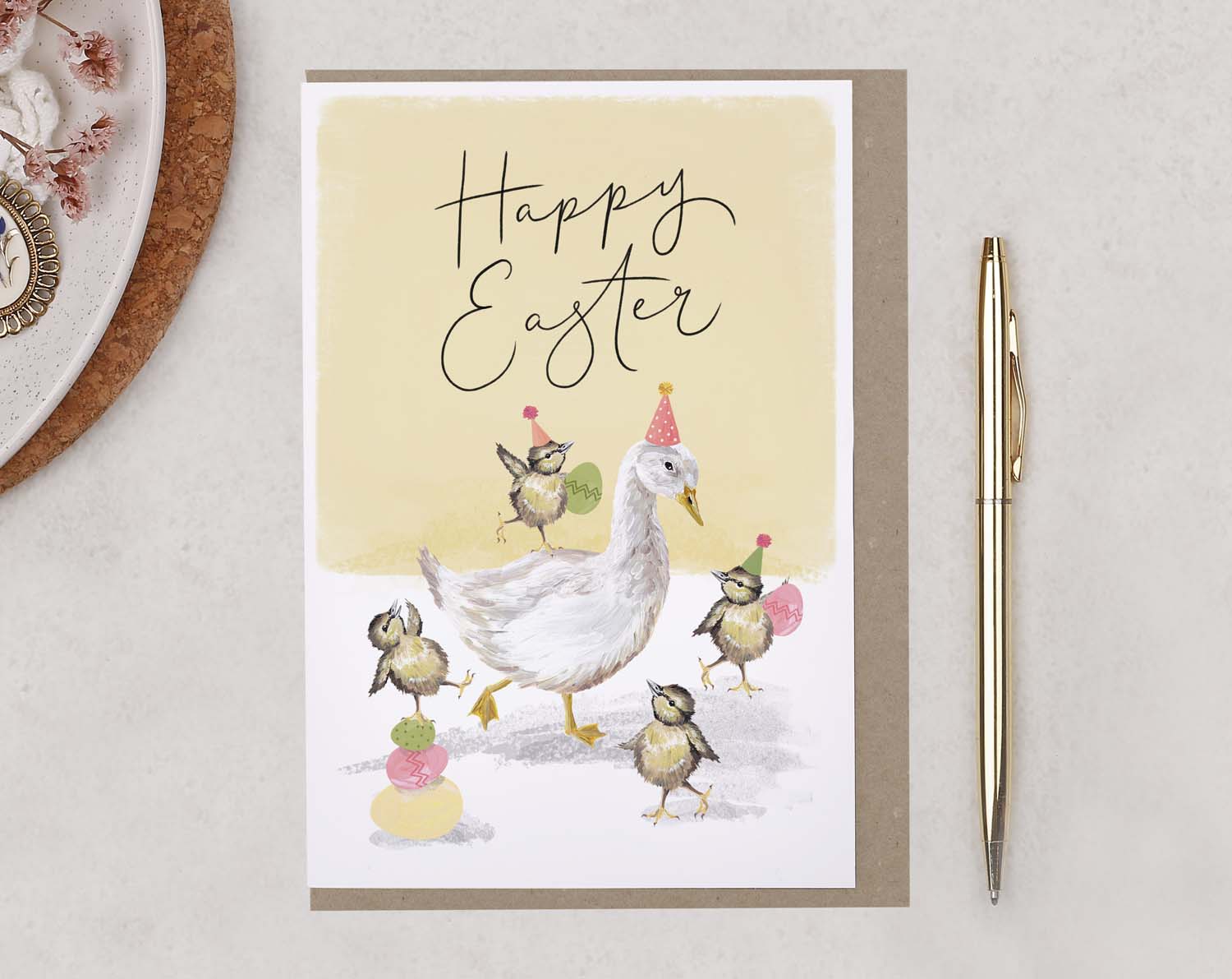 Duck Party Happy Easter Card With Easter Eggs. Greeting & Note Cards designed by Making Meadows