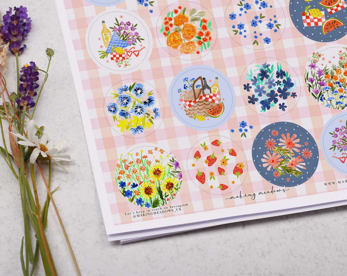 Floral Sticker Sheet. Decorative Stickers designed by Making Meadows