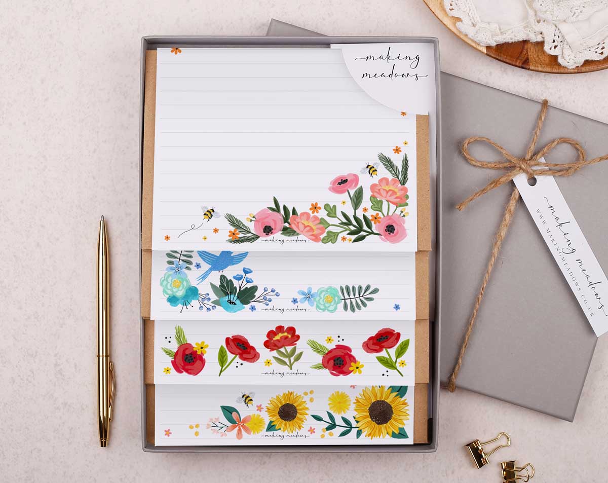 Flower Writing Paper Gift Box. Stationery designed by Making Meadows