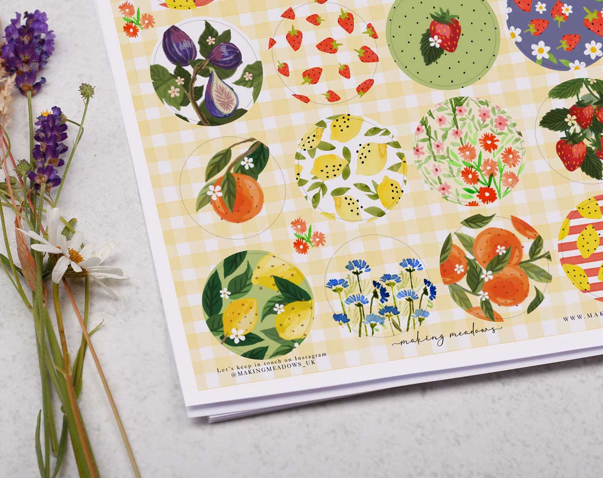 Fruit Sticker Sheet. Decorative Stickers designed by Making Meadows