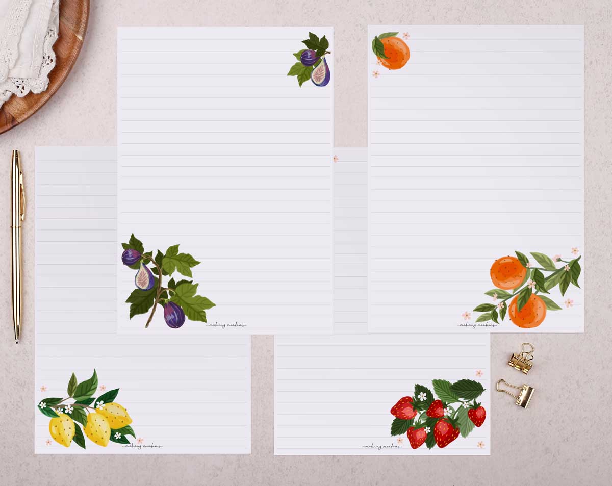 Fruit Writing Paper Gift Box. Stationery designed by Making Meadows