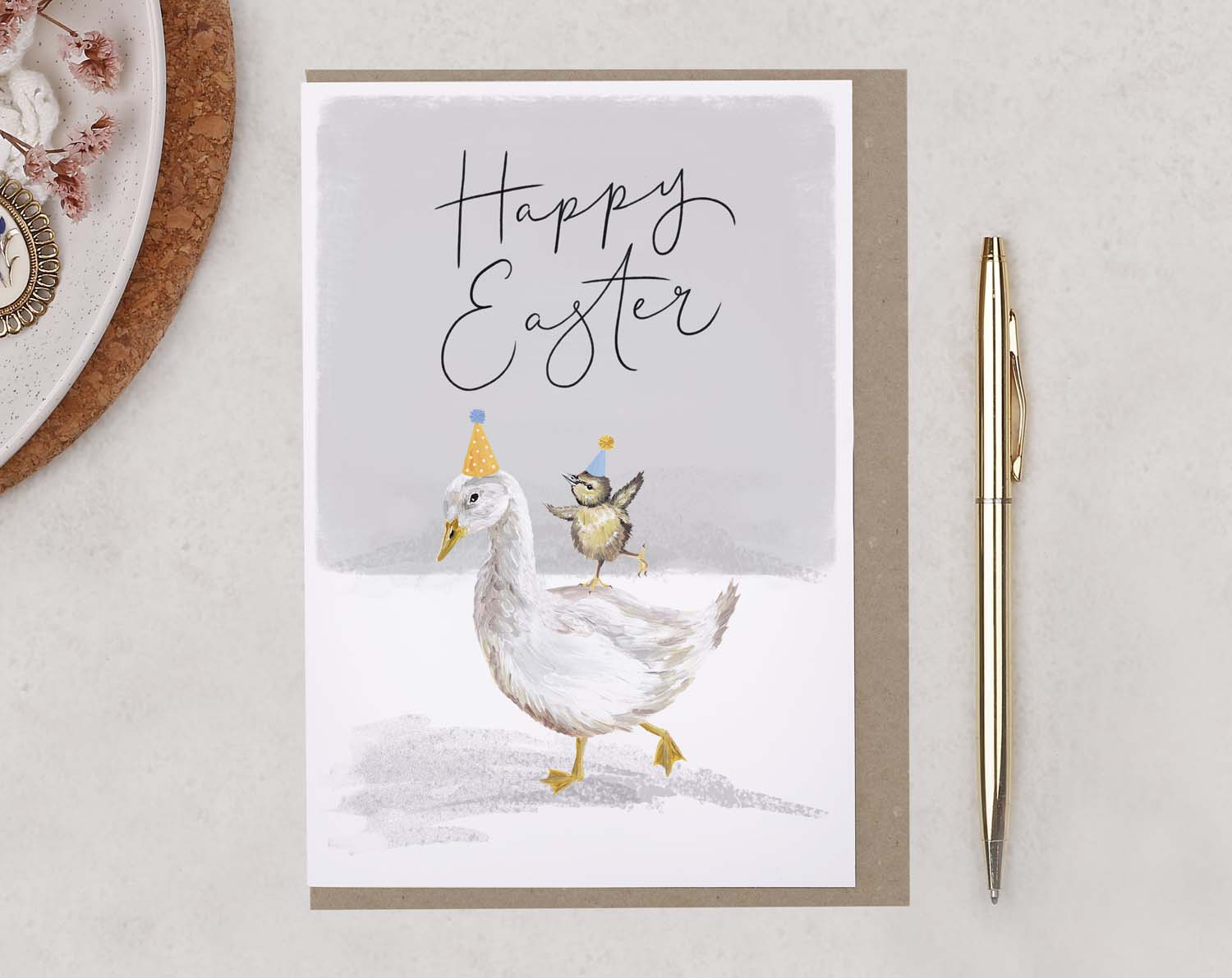 Goose Happy Easter Card With Baby Chick. Greeting & Note Cards designed by Making Meadows