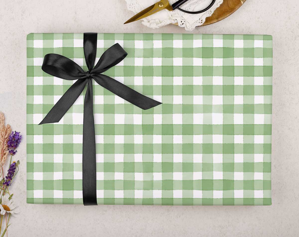Green Gingham Wrapping Paper. Wrapping Paper designed by Making Meadows