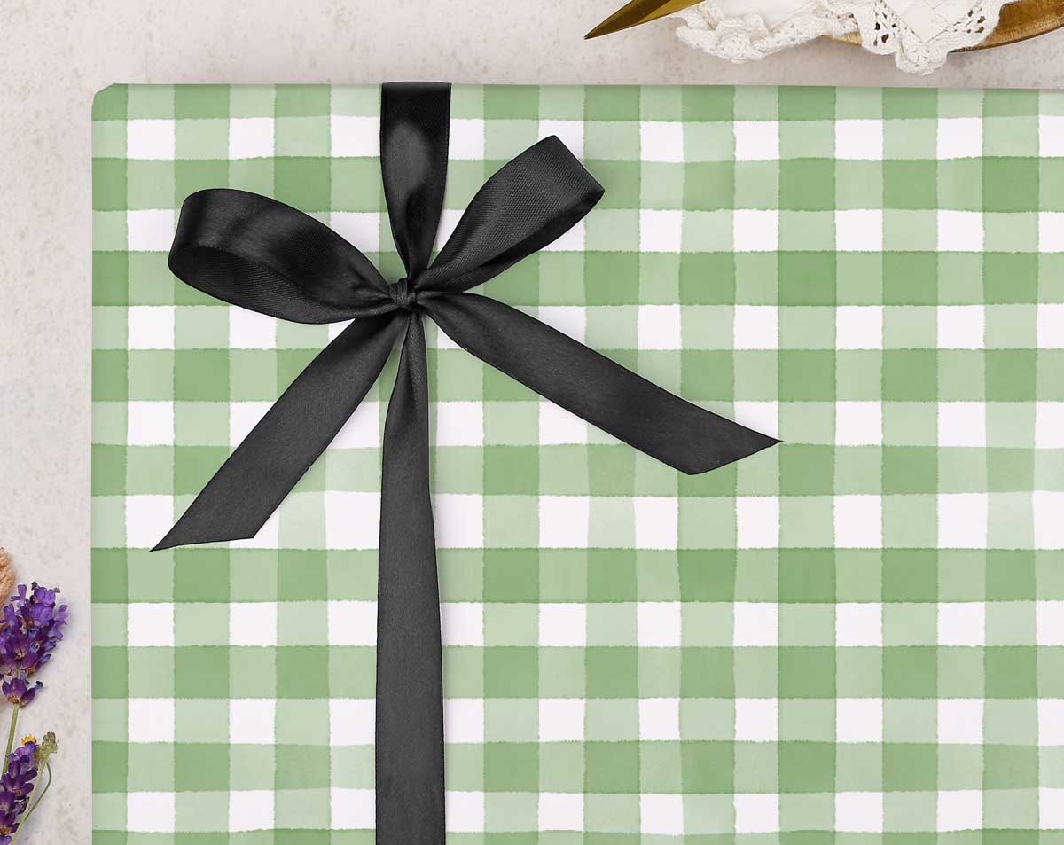 Green Gingham Wrapping Paper. Wrapping Paper designed by Making Meadows